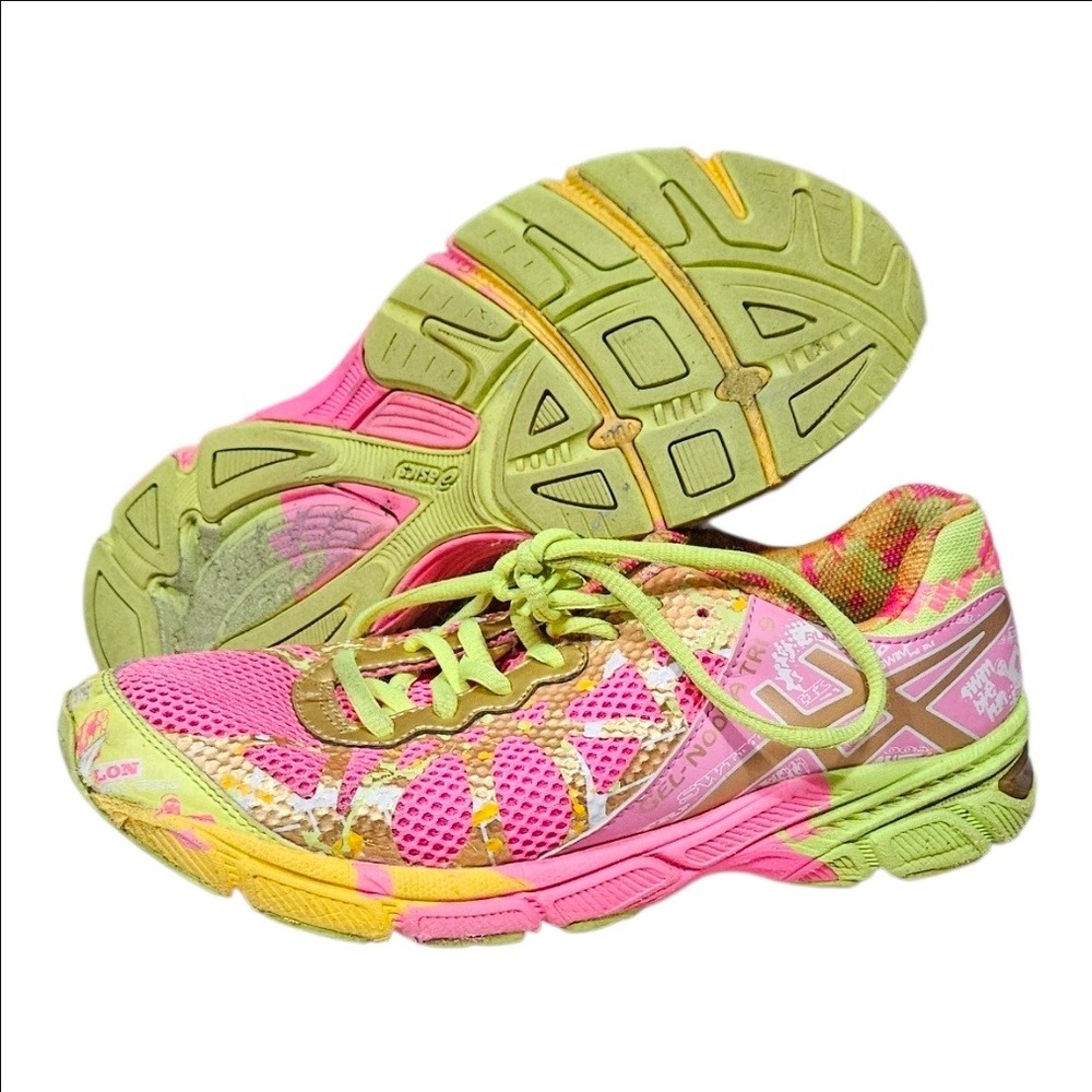 Asics Gel-Noosa Tri 9 Womens 6.5 Running Shoes Pink Mesh Sneakers Breast Cancer